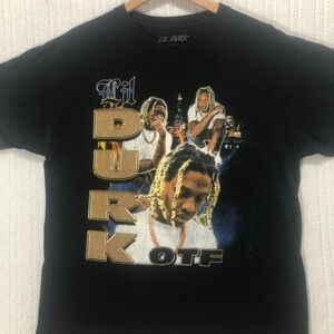 Lil‎ Durk Graphic Print T-Shirt OTF Rapper Music Tee Black Men's Size Large